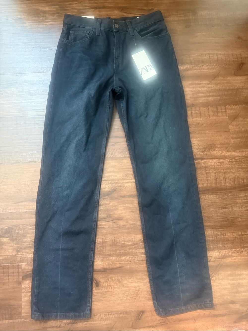 Zara‎ Black/ Blue Straight-Leg Jeans- Relaxed fit NWT